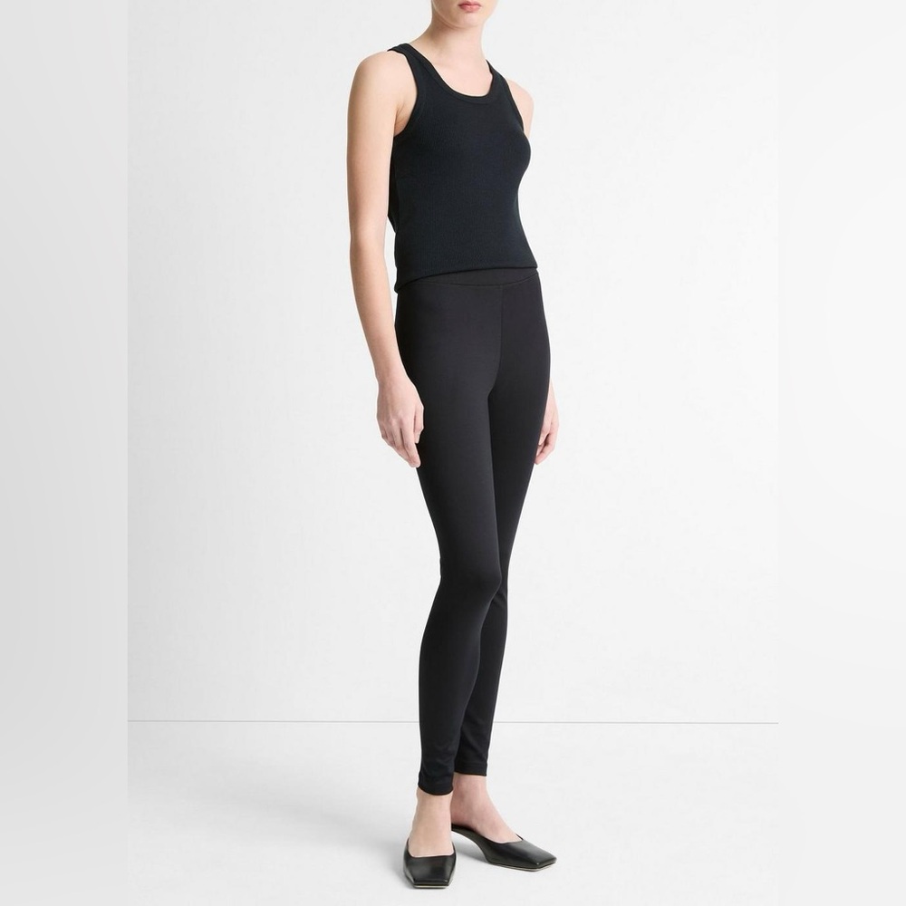 Vince Classic High Rise Seamed Pull On Ponte Leggings‎ Women's Size S  Black